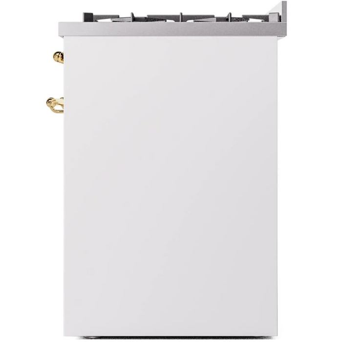 ILVE Nostalgie II 30 In. Dual Fuel Natural Gas Freestanding Range in White with Brass Trim UP30NMP-WHG