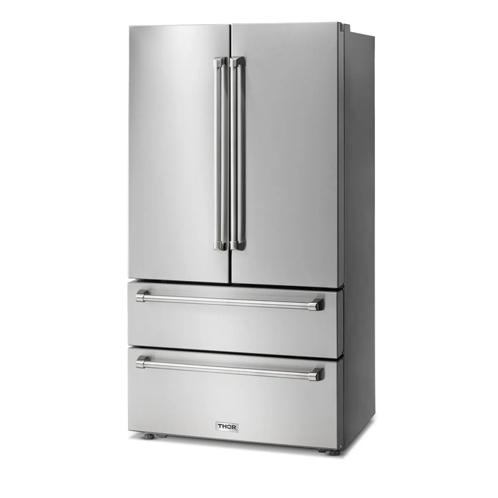 Thor Kitchen 36 In. Professional French Door Refrigerator with Freezer Drawers TRF3602