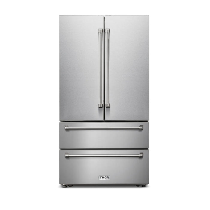 Thor Kitchen 36 In. Professional French Door Refrigerator with Freezer Drawers TRF3602
